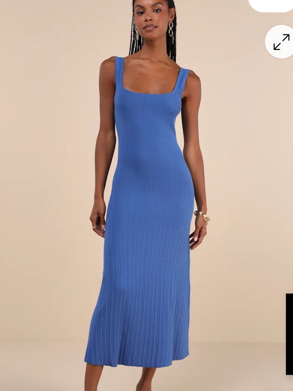 NWT-Lulus Ribbed Midi Dress in Cobalt Blue size XL